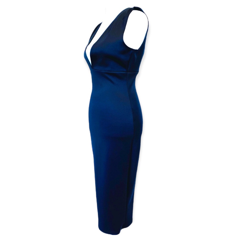 AX Paris | NW Plunge Hourglass Bodycon Midi Dress Navy Size 4 - Picture 7 of 16